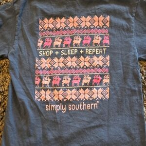 Simply Southern Navy Tee with Pink and Orange Design